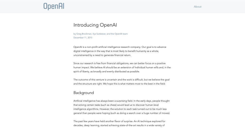 OpenAI website in 2015